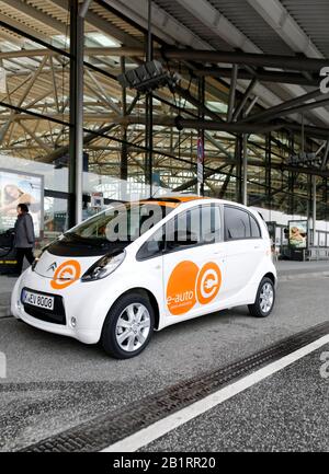 First series-produced, purely electric car in Germany, Citroen C-ZERO AIRDREAM, electromobility, electric car, at Germany airport, Stock Photo
