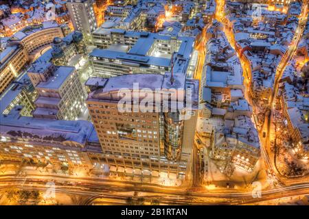 View from the Jentower to Ernst-Abbe Platz and the building B59, Jena, Thuringia, Germany, Europe Stock Photo