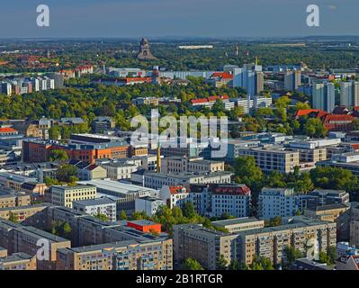 Panoramic view over Leipzig in direction of the Battle of Nations Monument, Saxony, Germany Stock Photo