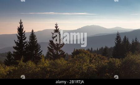 View of the Great Arber in the Bavarian Forest, Bohemian Forest, Czech Republic Stock Photo
