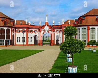 Orangery with the Memmelsdorfer Tor in the park of the Schloss Seehof in Memmelsdorf, Upper Franconia, Bavaria, Germany Stock Photo