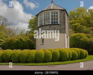 Traditional English Summerhouse  in a Park at RHS Rosemoor in Rural Devon, England, UK Stock Photo