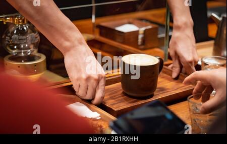 SHANGHAI, CHINA - JANUARY 11, 2020: The original stabucks coffee for their customer at the Starbucks Reserve Roastery in Shanghai. The second largest Stock Photo