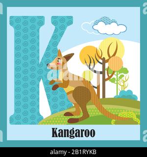 Letter K is for Kangaroo cartoon alphabet Stock Vector Image & Art - Alamy
