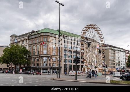 Hamburg, Germany - August 4, 2019: Ferris Wheel in Binnenalster during 2019 Gay Pride Parade Stock Photo