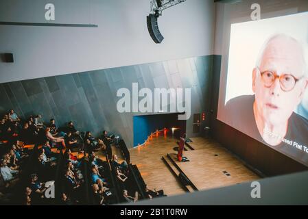 RAMS screening by Gary Hustwit, a film about Dieter Rams. Premiered at the OFFF Festival 2019. Barcelona, Spain. Stock Photo