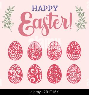 Easter Egg Bundle - Easter Egg Cut Files - Happy Easter Stock Vector