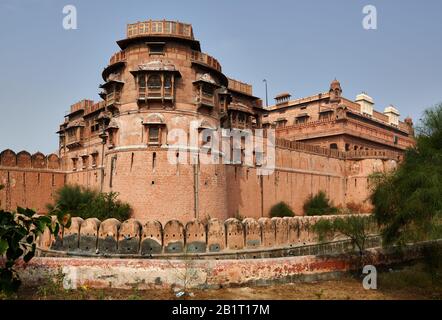 rampart of Junagarh Fort, Bikaner, Rajasthan, India Stock Photo