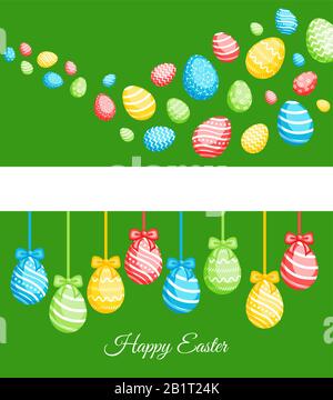 Set of Happy Easter greeting banners with сolorful eggs. Vector illustration for Easter day Stock Vector