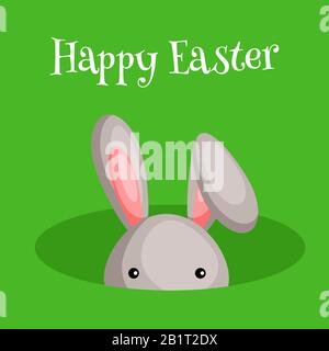 Happy Easter greeting card with сolorful bunny. Vector illustration for Easter day Stock Vector
