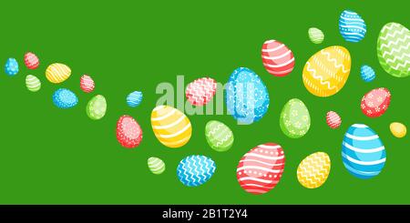 Happy Easter greeting banner with сolorful eggs. Vector illustration for Easter day Stock Vector