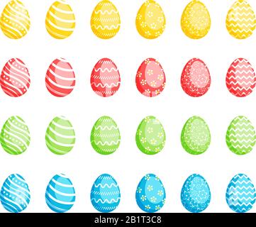 Set of Easter eggs with different colors and patterns. Vector illustration for Easter day Stock Vector