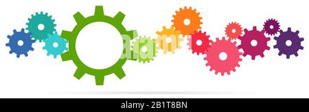 eps vector illustration of colored gears symbolizing cooperation or teamwork process Stock Vector