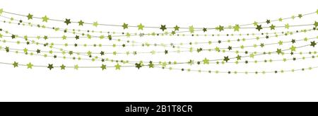 EPS 10 vector file showing stars on strings background for christmas time colored green for xmas and new year concepts Stock Vector