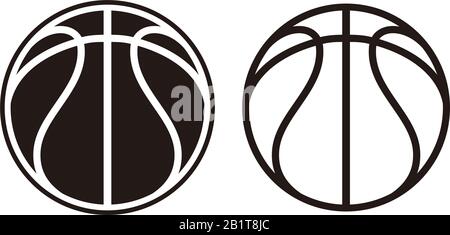 basket ball, Sports balls minimal flat line icon set sign isolated on white background. Simple logo vector illustration for graphic and web design. Stock Vector