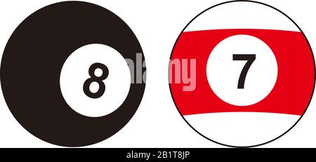 billiard ball, Sports balls minimal flat line icon set sign isolated on white background. Simple logo vector illustration for graphic and web design. Stock Vector
