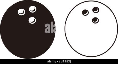 bowling ball Sports balls minimal flat line icon set sign isolated on white background. Simple logo vector illustration for graphic and web design. Stock Vector