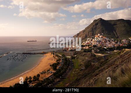 View from San Andres and Las Teresitas beach in Santa Cruz de Tenerife, Canary Islands, Spain. Stock Photo