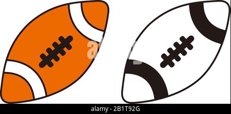 oval ball for American Sports balls minimal flat line icon set sign isolated on white background. Simple logo vector illustration for graphic and web Stock Vector