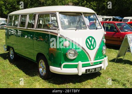 Volkswagen Type 2 split screen microbus or camper van a classic German utility vehicle built from 1950 and 1967 Stock Photo