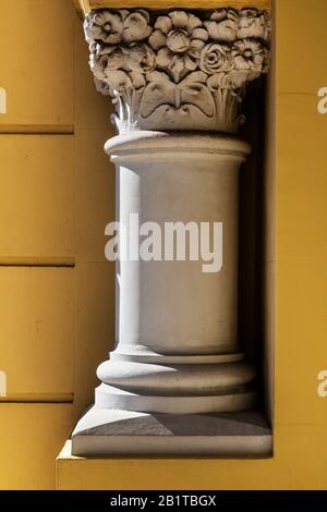 Baroque style exterior architecture detail outside the City Council building in Malaga, Spain Stock Photo