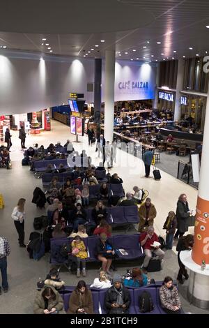 Manchester Airport Terminal One waiting and retail area,England, UK ...