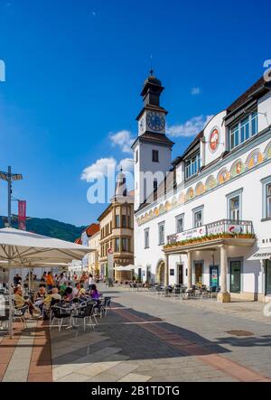 Main square with old town hall, Leoben, Styria, Austria Stock Photo