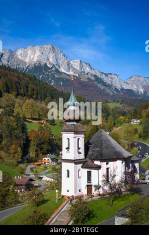Pilgrimage church Maria Gern behind it Untersberg, Berchtesgadner Land, Bavaria, Germany Stock Photo