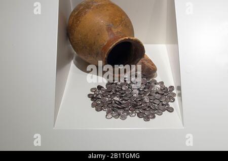 Barcelona, Spain - Dec 26th 2019: Hoard from the neapolis of Emporion. National Art Museum of Catalonia, Barcelona, Spain Stock Photo