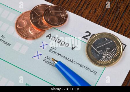 Anlage V, Einkünfte aus Vermietung und Verpachtung, Formular, Steuererklärung Stock Photo