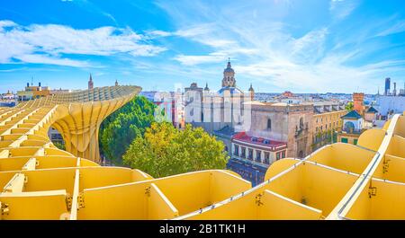 Metropol Parasol is one of the few places in old town allowing to enjoy the great view from the top, Seville, Spain Stock Photo