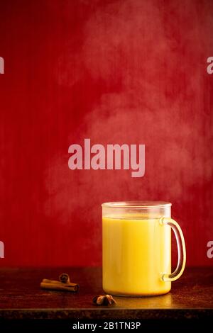 Golden milk made with turmeric and other spices Stock Photo