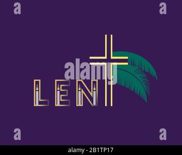 Religious Lent symbols flat vector background Stock Vector