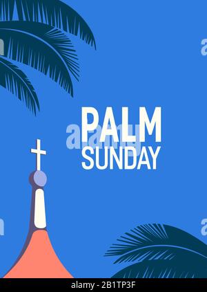 Palm Sunday holiday flat vector typography poster Stock Vector