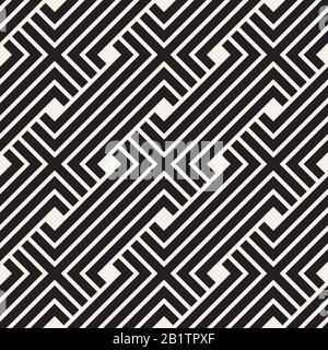 Vector seamless pattern. Interweaving thin lines abstract background. Geometric waved trellis design. Stock Vector