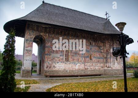 Orthodox monasteries of Bucovina. The Humor monastery located in Manastirea Humorului, about 5 km north of Gura Humorului, is a monastery of nuns dedi Stock Photo