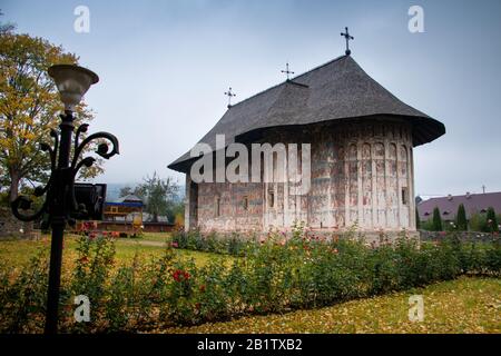 Orthodox monasteries of Bucovina. The Humor monastery located in Manastirea Humorului, about 5 km north of Gura Humorului, is a monastery of nuns dedi Stock Photo