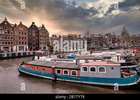Inner City Canal sights, Amsterdam, North Holland, Netherlands Stock Photo