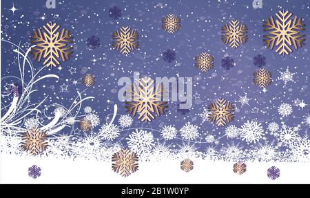 snow flakes on iced surface natural tree area Stock Vector