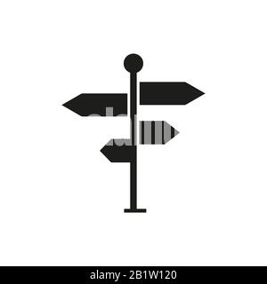 The signpost icon vector, solid illustration, pictogram isolated on white Stock Vector