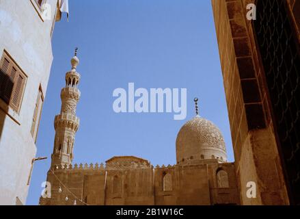 Travel Photography - Mosque and Funery complex of Sultan al-Ashraf Qaytbay in the City of the Dead in Cairo in Egypt in North Africa. Wanderlust Stock Photo