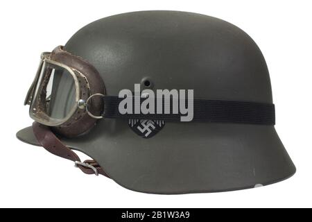 nazi german helmet with protective goggles Stock Photo - Alamy