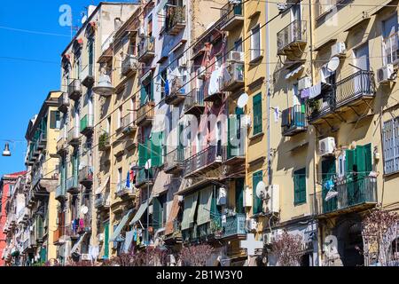 Housing in the old town of Naples in Italy Stock Photo