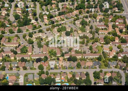 Aerial view on suburban neighborhood, Ontario, Canada Stock Photo