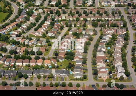 Aerial view on suburban neighborhood, Ontario, Canada Stock Photo