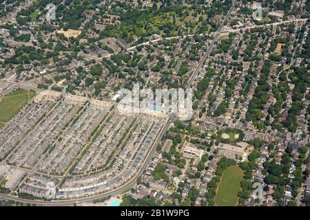 Aerial view on suburban neighborhood, Ontario, Canada Stock Photo