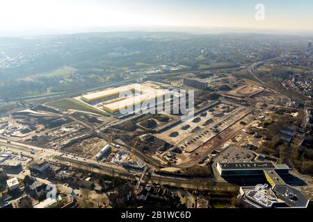 Aerial photo, MARK 51°7 industrial estate, new DHL logistics parcel centre, construction site former Opel site, district of Laer, Bochum, Ruhr area, N