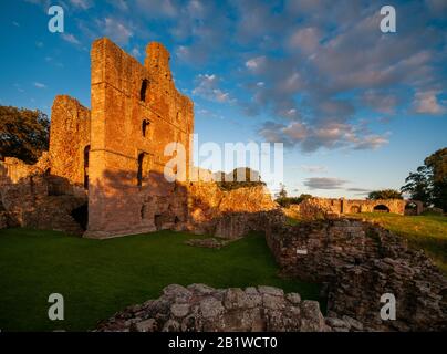 The keep of Norham Castle one of the most powerful of the border fortresses stronghold of the Bishops of Durham built in 1121 Stock Photo