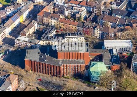 aerial view, theatre, actors, Schauspielhaus Bochum, southern inner city, Bochum, Ruhr area, North Rhine-Westphalia, Germany, DE, Europe, culture, art Stock Photo