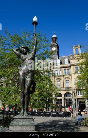 One of the Eight Nymphs in Leeds City Square Stock Photo